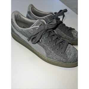 PUMA Shoes Mens 9 Basket Athletic Low Top Knit Sneakers 363087-01 Gray Fabric